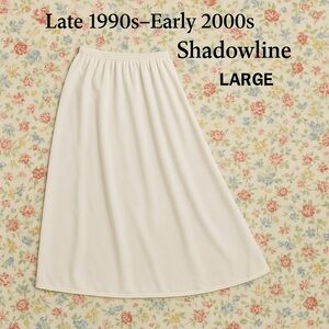 Shadowline Beige Nylon Half Slip • Lace Trim • 25” Length • Large